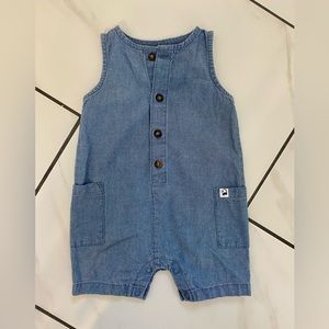 Denim Sleeveless Romper, 6 Months